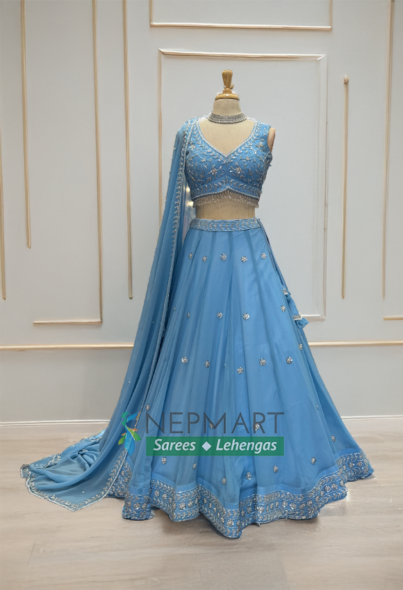 Sky Blue Handwork Lehenga