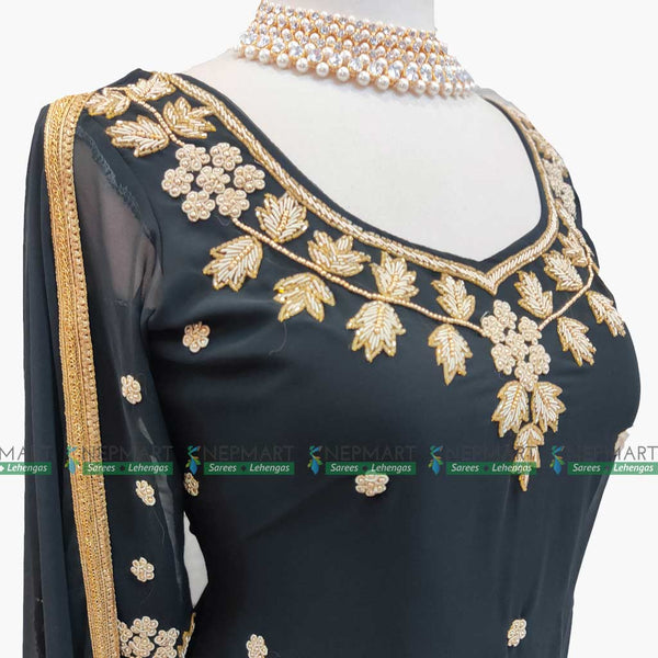 Black Handwork Sharara Set