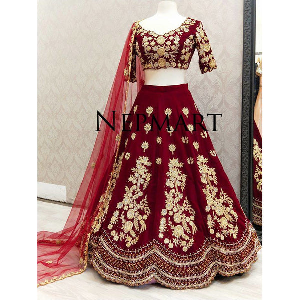 Red Velvet Bridal Lehegna