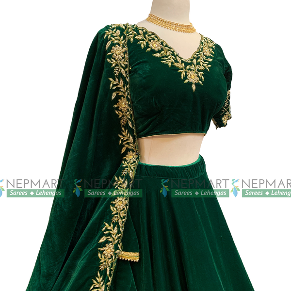 Green Handwork Leheng Choli