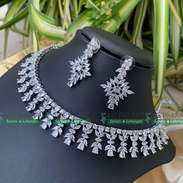 American Diamond Necklace Set With Earring