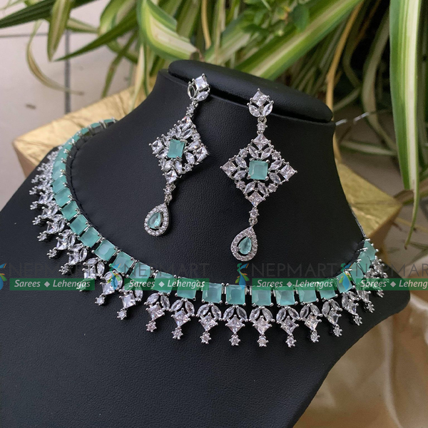 American Diamond Necklace Set With Earring