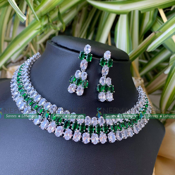 American Diamond Necklace Set With Earring