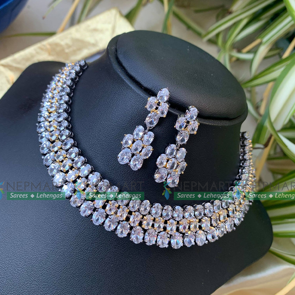 American Diamond Necklace Set With Earring