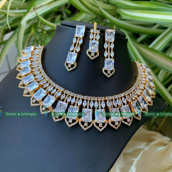 American Diamond Necklace Set With Earring