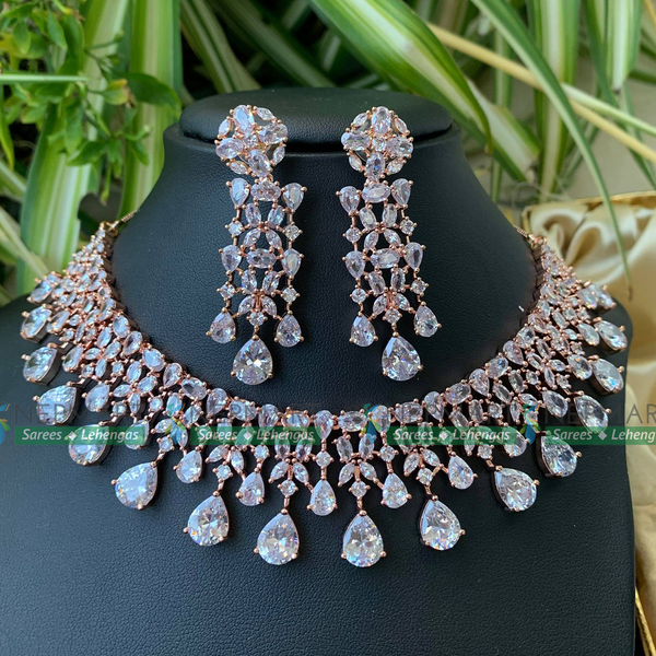 American Diamond Necklace Set With Earring