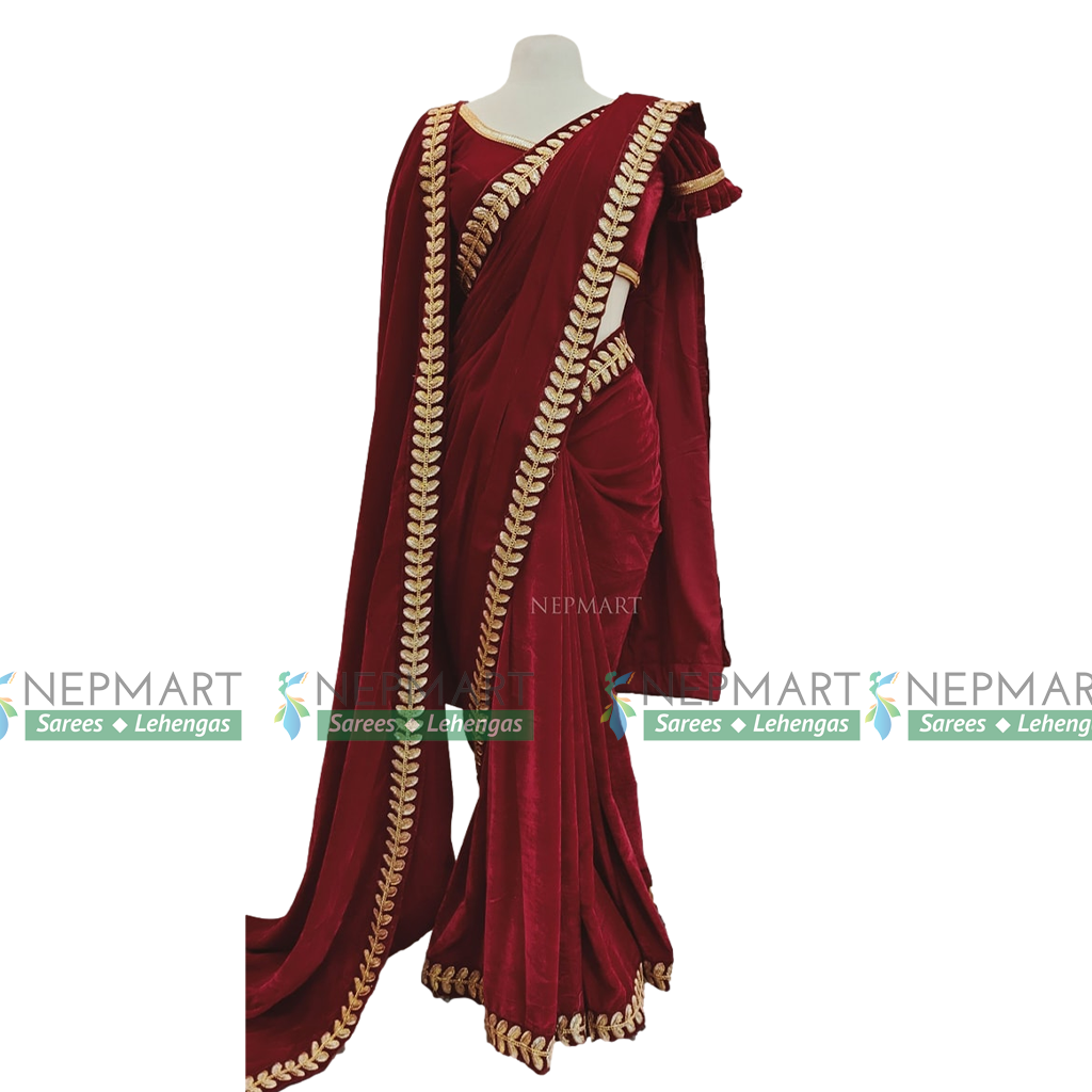 deewareshab | Velvet saree, Velvet dress designs, Stylish sarees