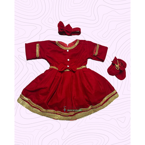 Red Velvet Pasni Set for Baby Girl