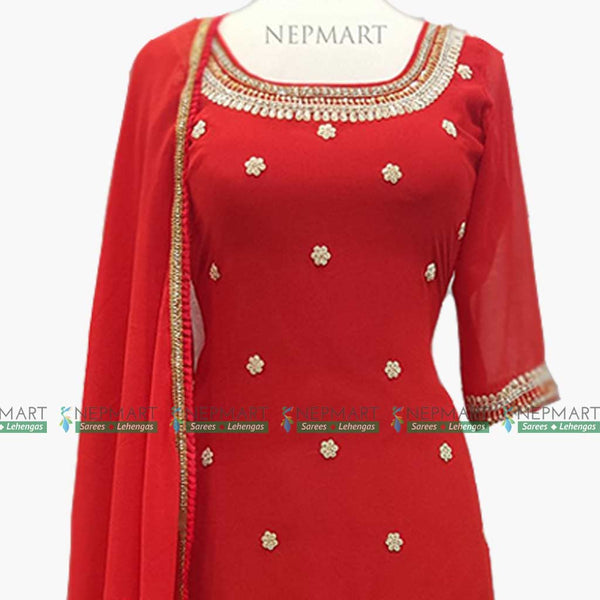 Red handwork Sharara