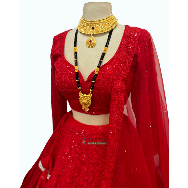 Red Chicken Lehenga Set