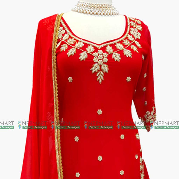 Red Handwork Sharara