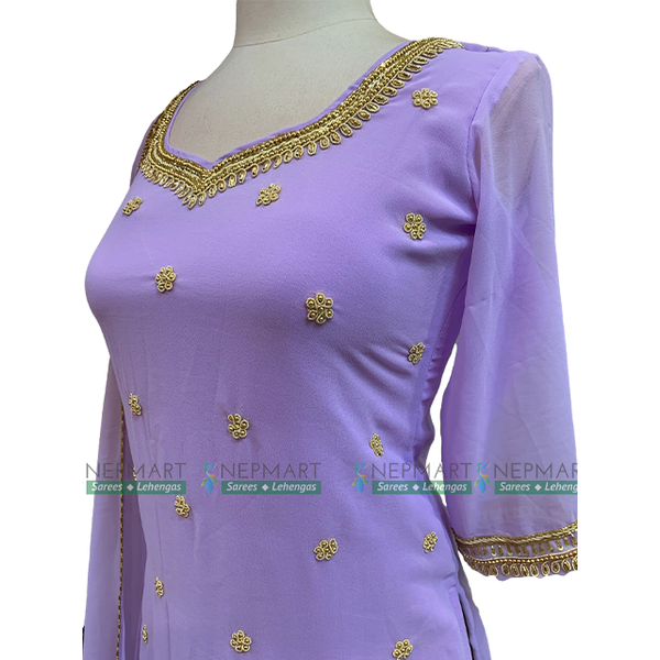 Purple Handwork Sharar Set