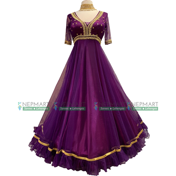 Purple Handwork Gown