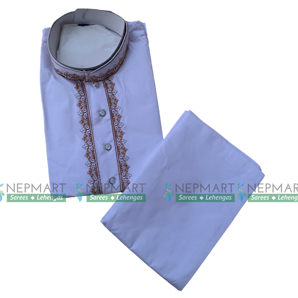 White Cotton Kurtha and Pyjama Set