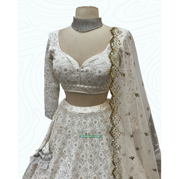 White Chicken Fabrics Lehenga Set